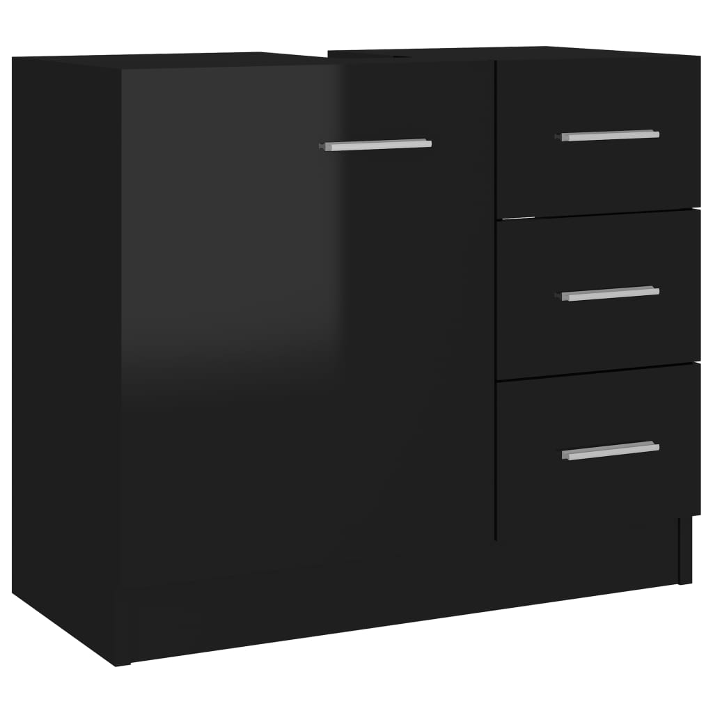 Waschbeckenunterschrank Hochglanz-Schwarz 63x30x54 cm