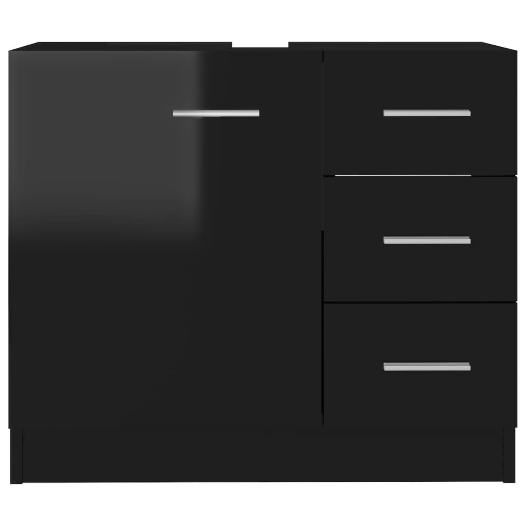 Waschbeckenunterschrank Hochglanz-Schwarz 63x30x54 cm