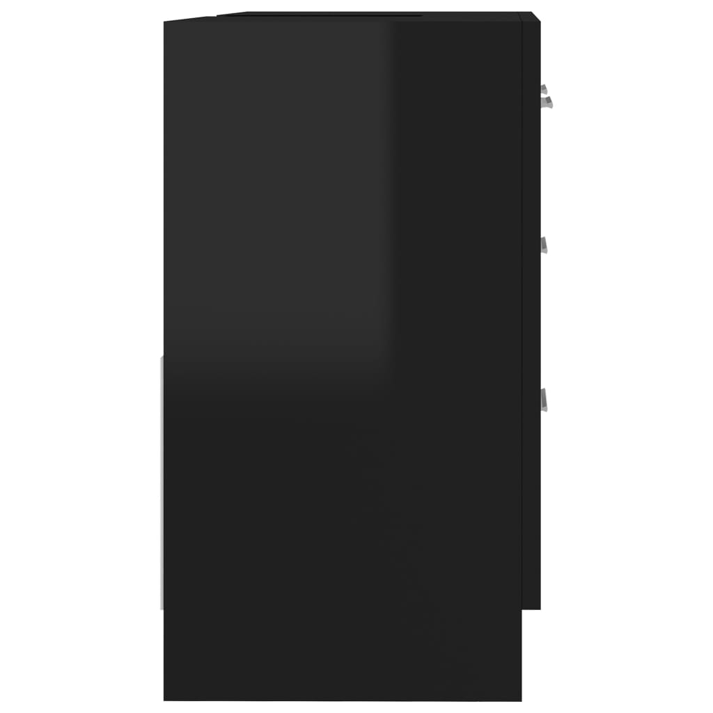 Waschbeckenunterschrank Hochglanz-Schwarz 63x30x54 cm