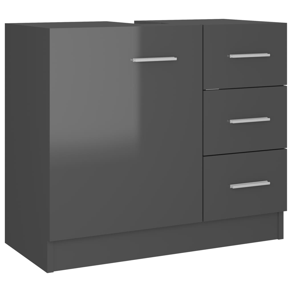 Waschbeckenunterschrank Hochglanz-Grau 63x30x54cm Holzwerkstoff
