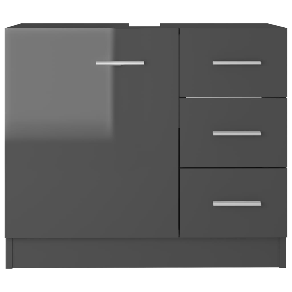 Waschbeckenunterschrank Hochglanz-Grau 63x30x54cm Holzwerkstoff