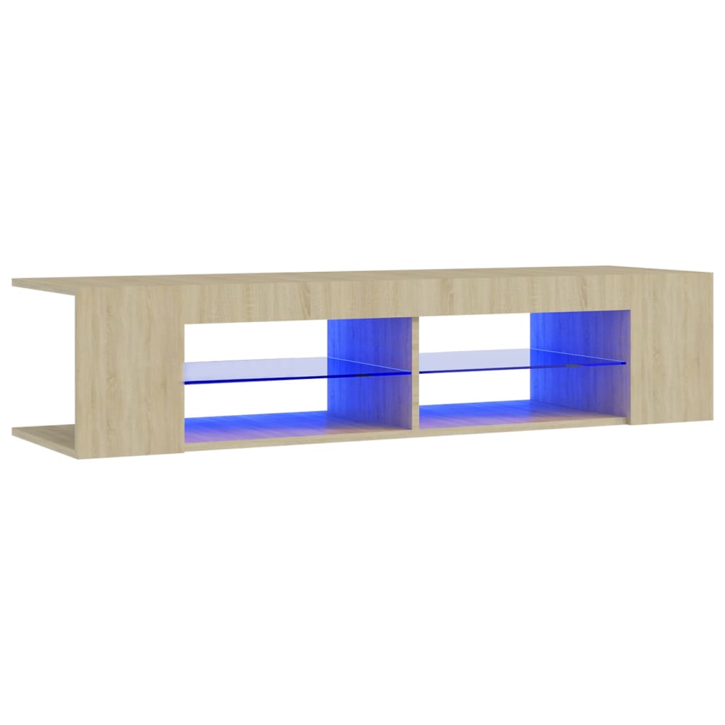 Meuble TV avec lumières LED Chêne Sonoma 135x39x30 cm