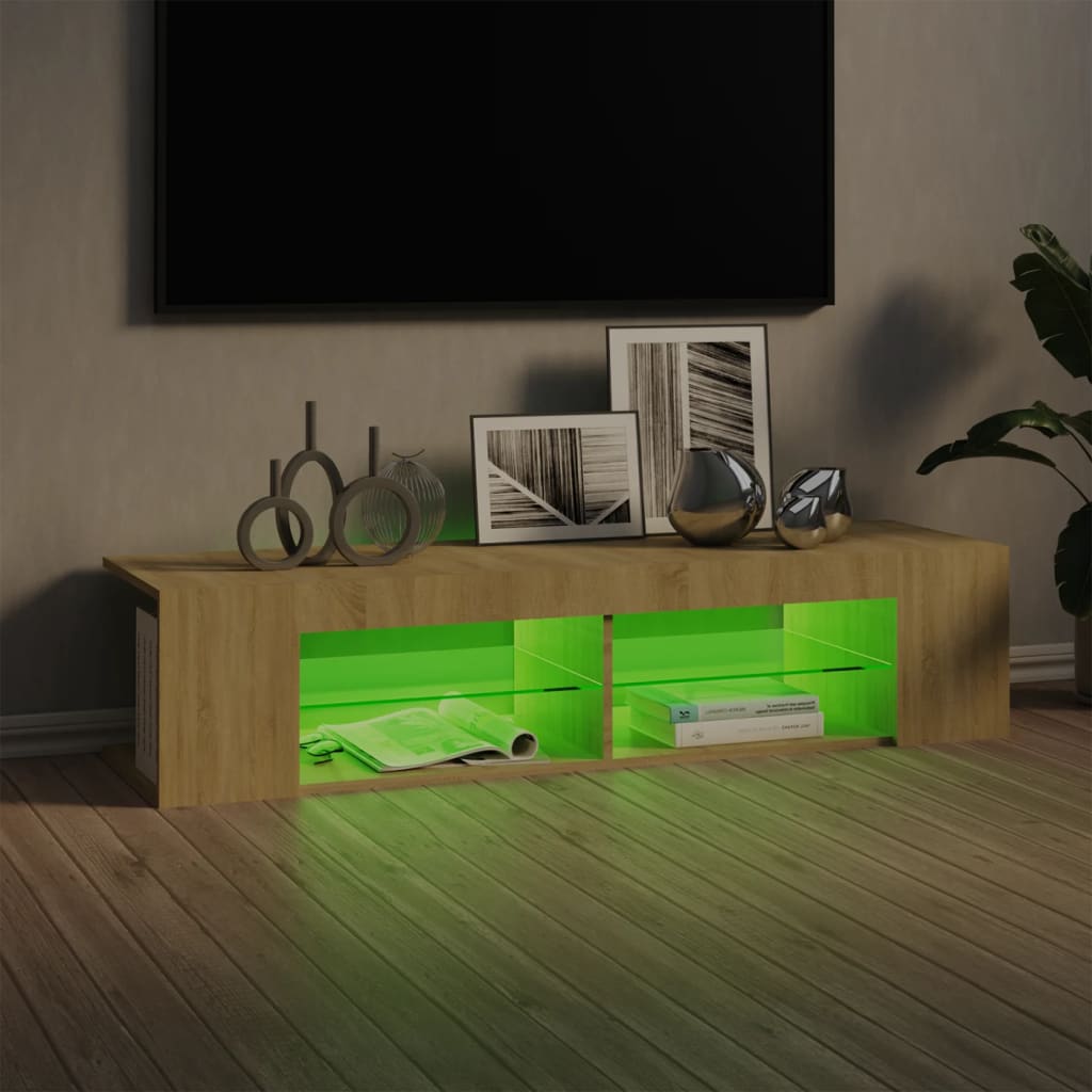 Meuble TV avec lumières LED Chêne Sonoma 135x39x30 cm