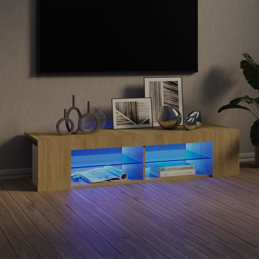 Meuble TV avec lumières LED Chêne Sonoma 135x39x30 cm