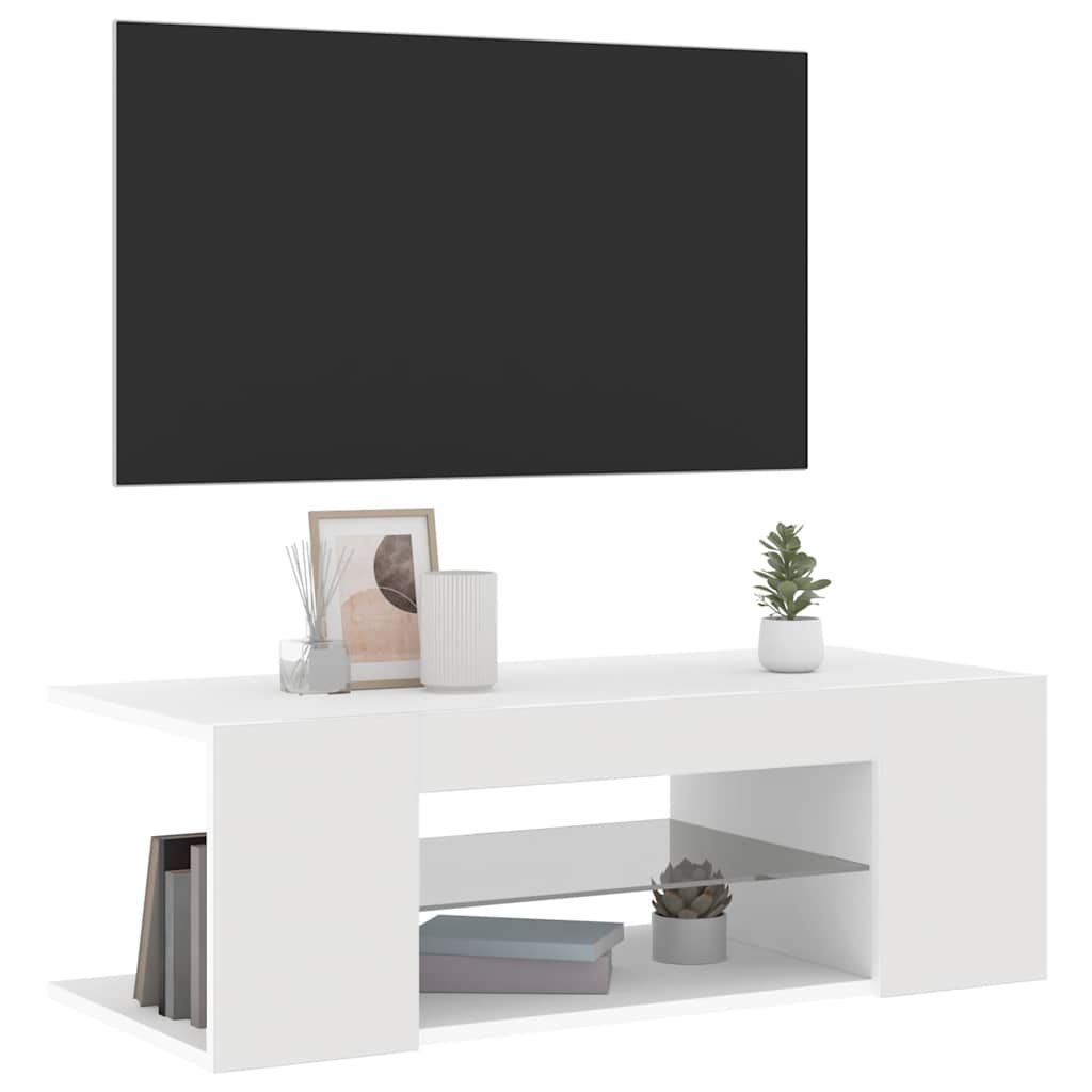 TV-Schrank mit LED-Leuchten Weiß 90x39x30 cm