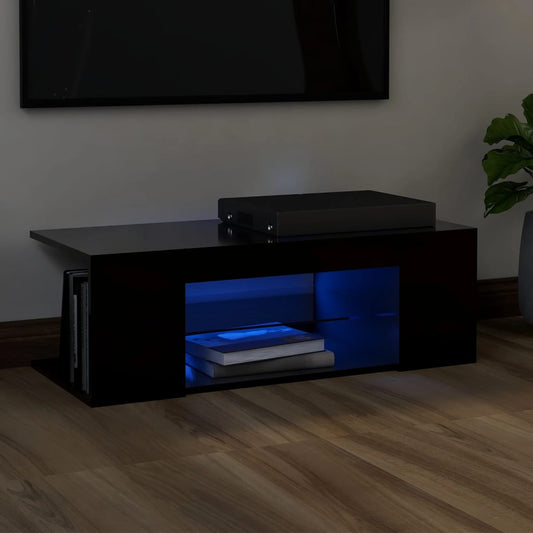 Meuble TV avec lumières LED noir 90x39x30cm