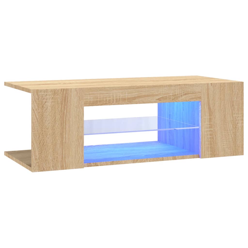 Meuble TV avec lumières LED Chêne Sonoma 90x39x30cm