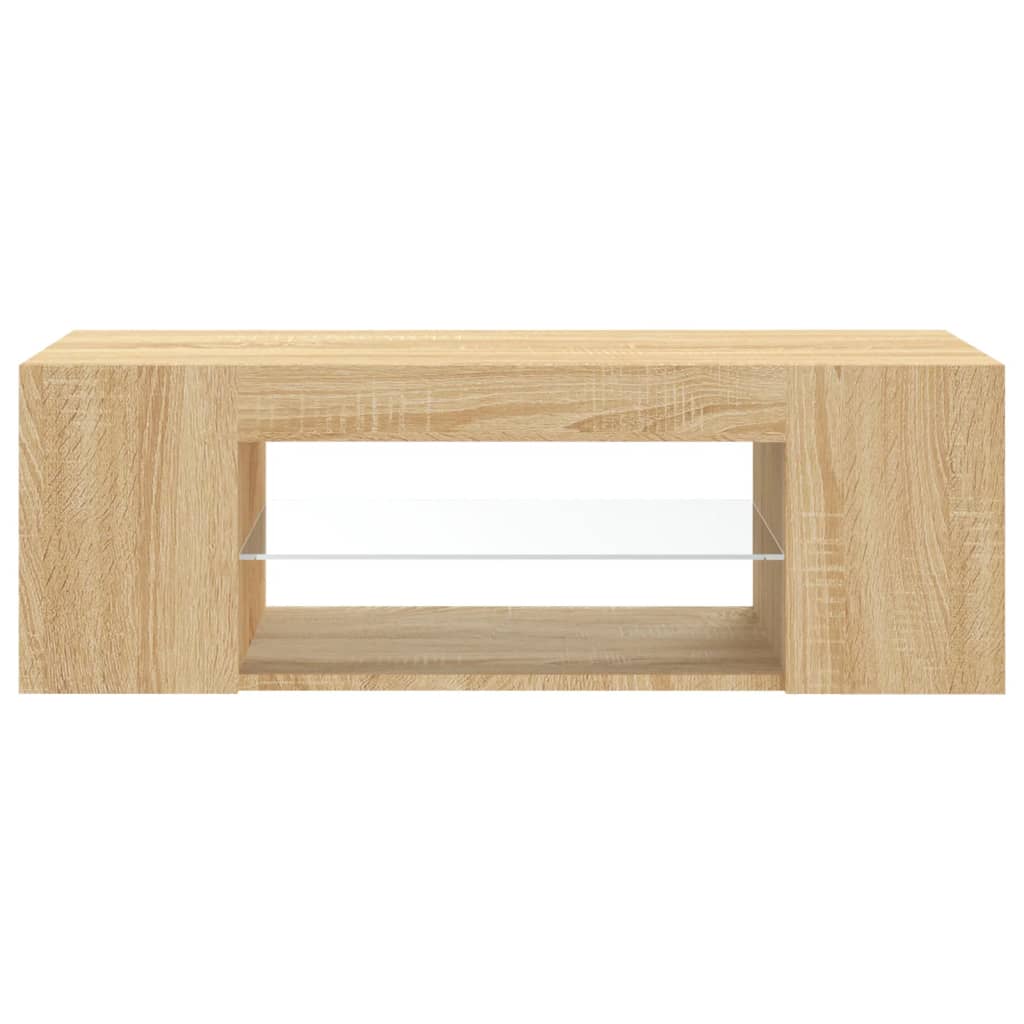 Meuble TV avec lumières LED Chêne Sonoma 90x39x30cm