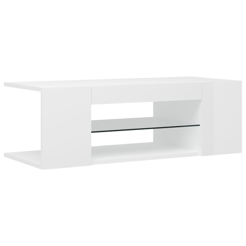 TV cabinet with LED lights high-gloss white 90x39x30 cm