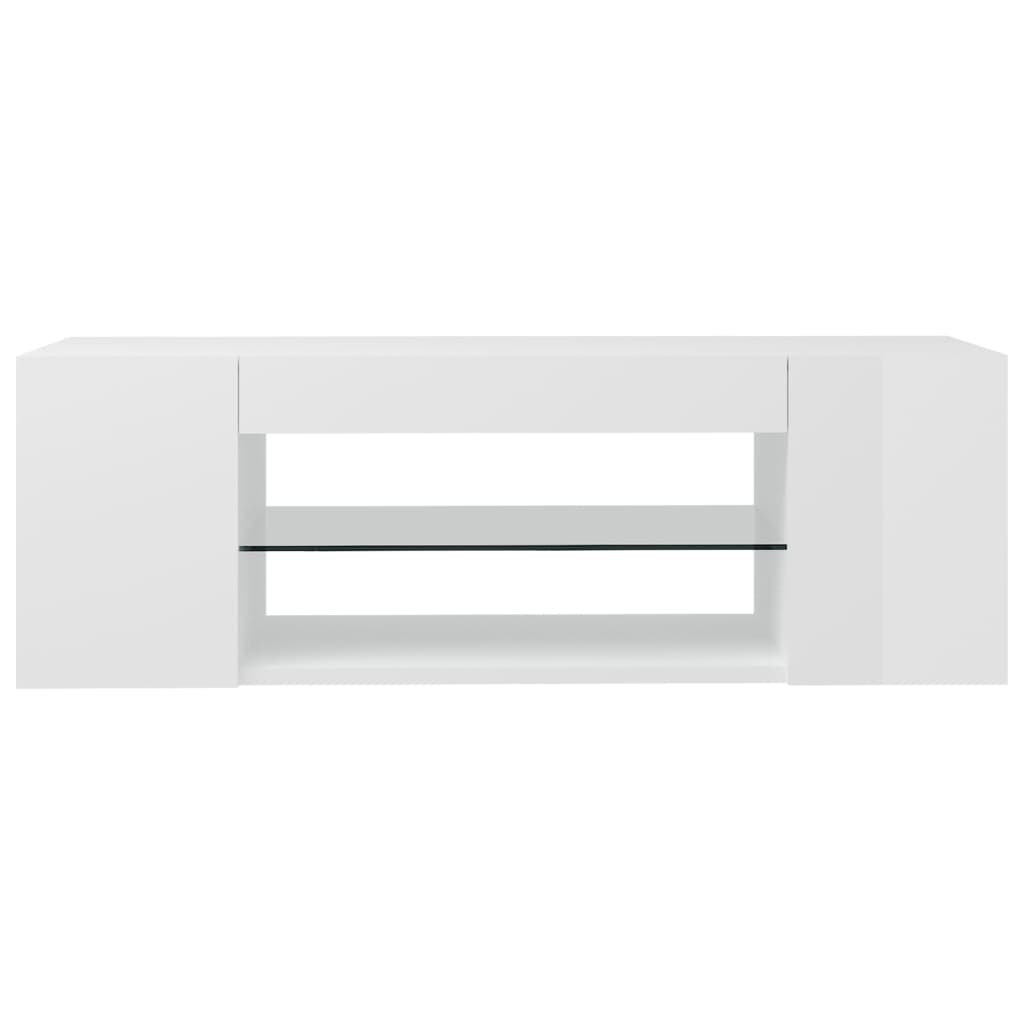 TV cabinet with LED lights high-gloss white 90x39x30 cm
