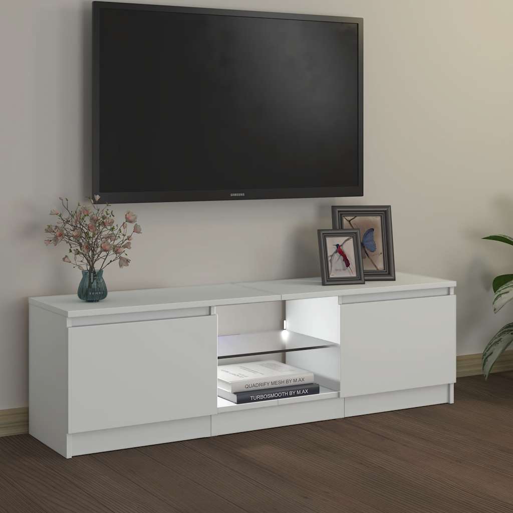 TV-Schrank mit LED-Leuchten Weiß 120x30x36 cm