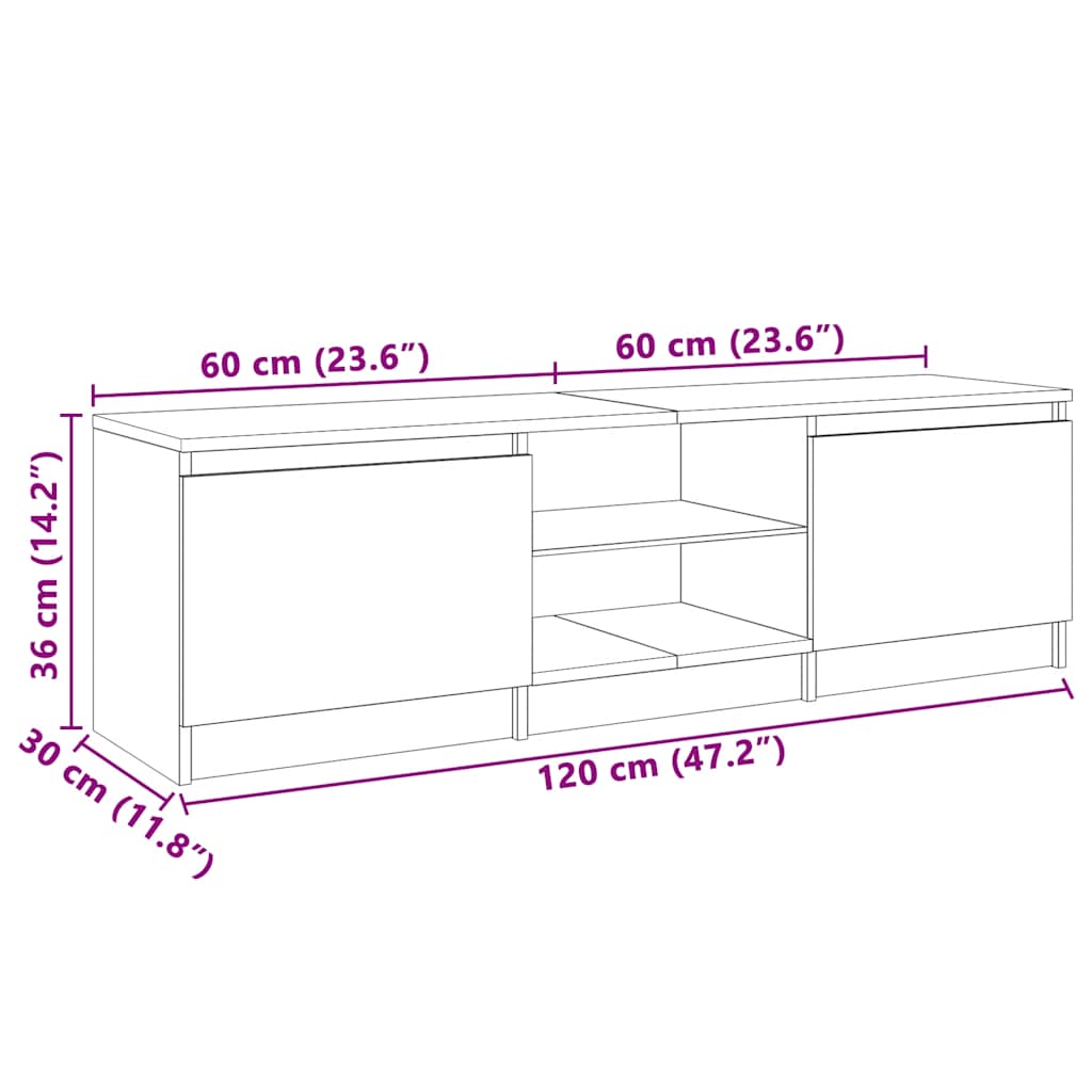 TV-Schrank mit LED-Leuchten Weiß 120x30x36 cm
