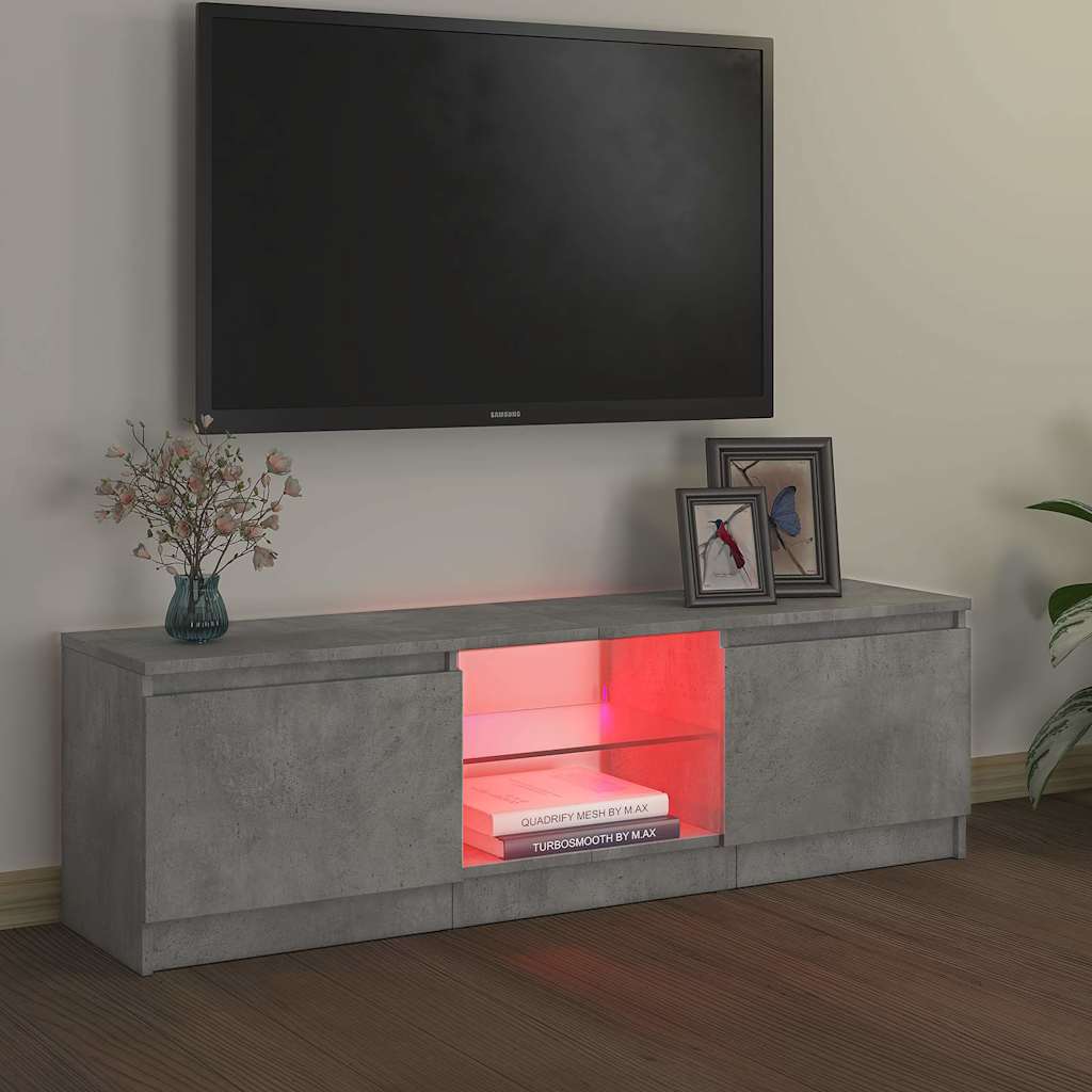 TV-Schrank mit LED-Leuchten Betongrau 120x30x36 cm