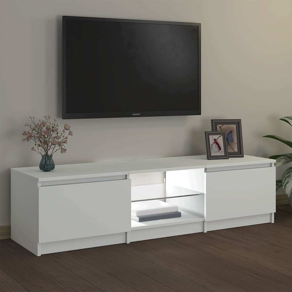 TV-Schrank mit LED-Leuchten Weiß 140x40x36 cm
