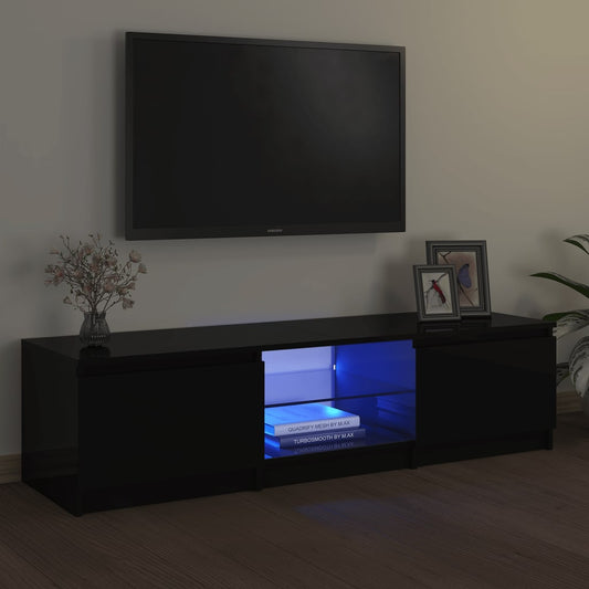 Meuble TV avec éclairage LED, noir, 140 x 40 x 36 cm