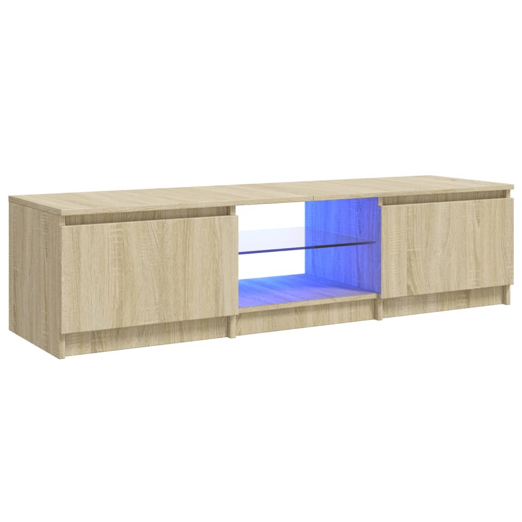 Meuble TV avec éclairage LED en chêne Sonoma 140x40x36 cm