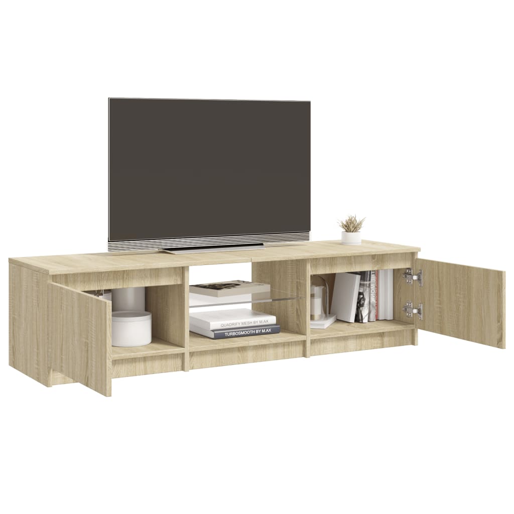 Meuble TV avec éclairage LED en chêne Sonoma 140x40x36 cm