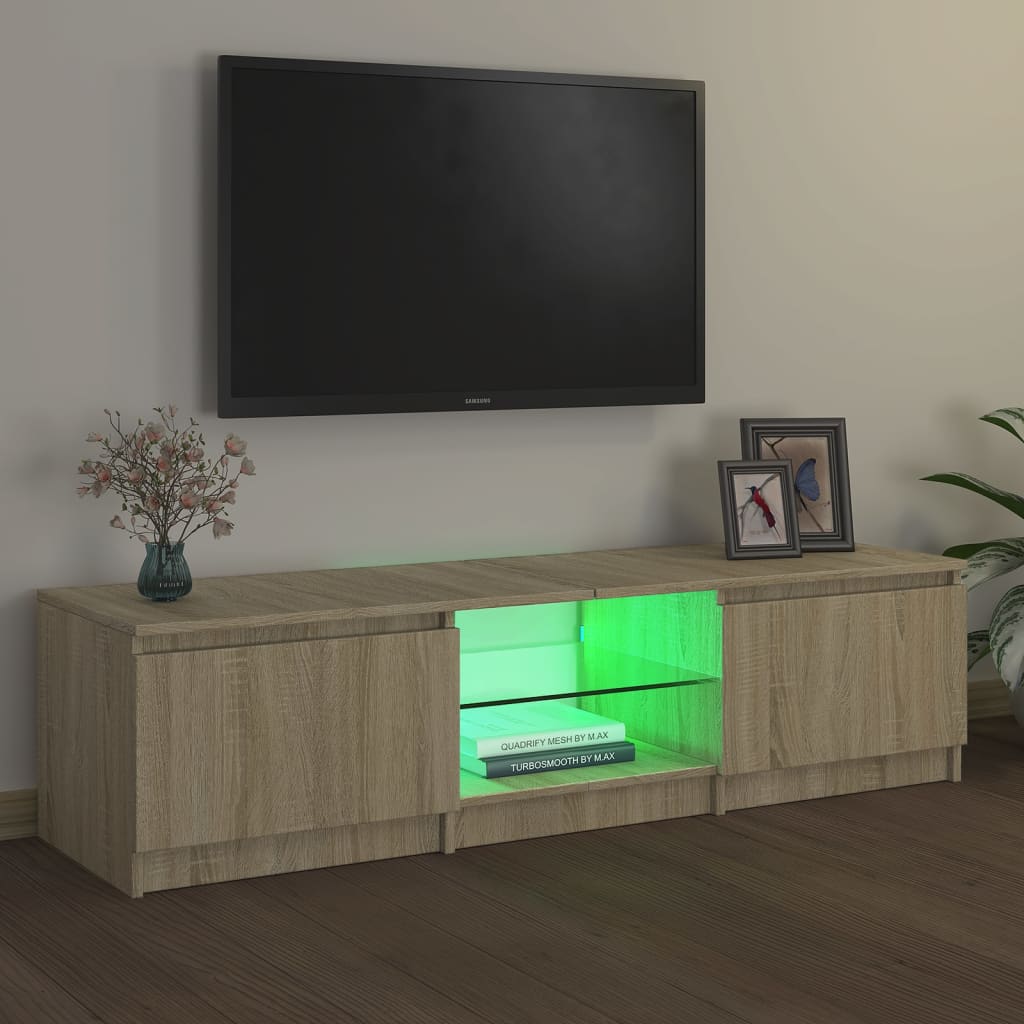 Meuble TV avec éclairage LED en chêne Sonoma 140x40x36 cm