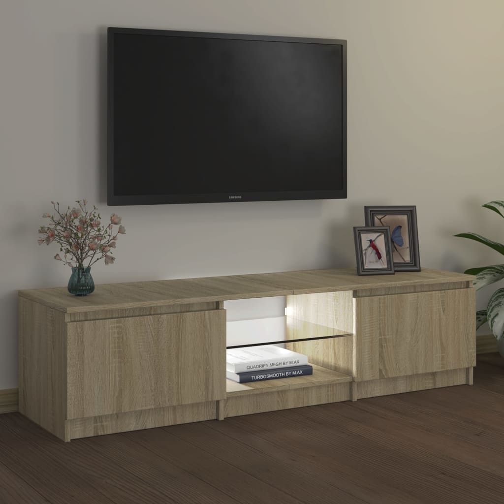 Meuble TV avec éclairage LED en chêne Sonoma 140x40x36 cm