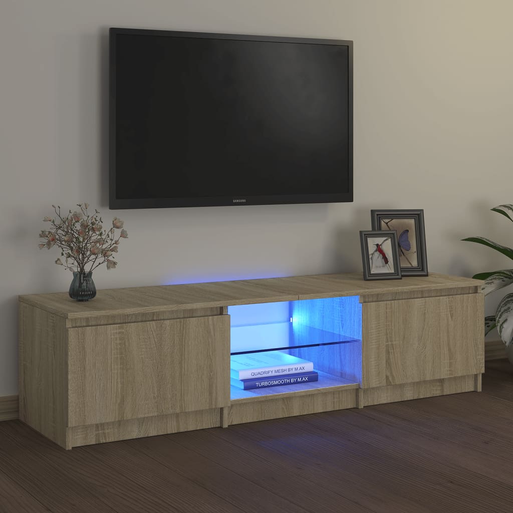 Meuble TV avec éclairage LED en chêne Sonoma 140x40x36 cm