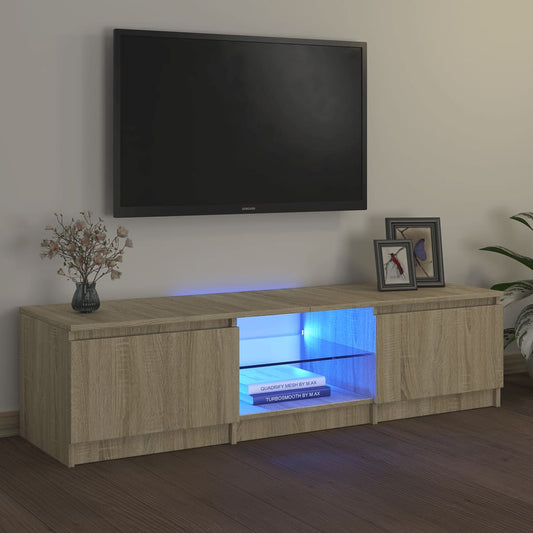 Meuble TV avec éclairage LED en chêne Sonoma 140x40x36 cm