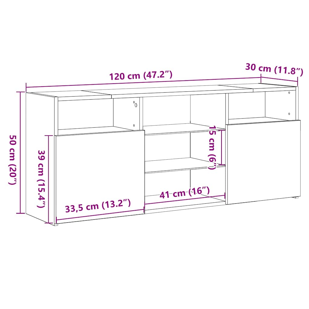 TV-Schrank mit LED-Leuchten Weiß 120x30x50 cm