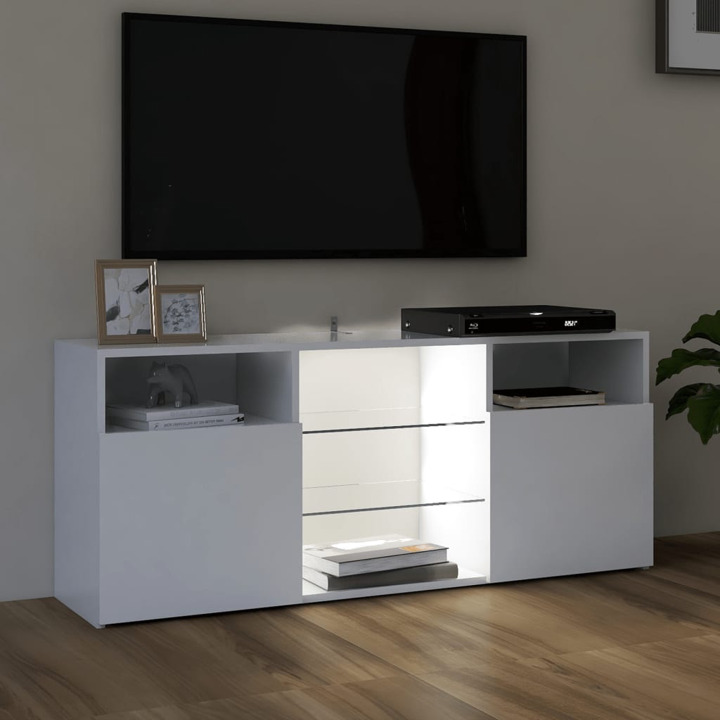 Meuble TV avec lumières LED blanc 120x30x50 cm