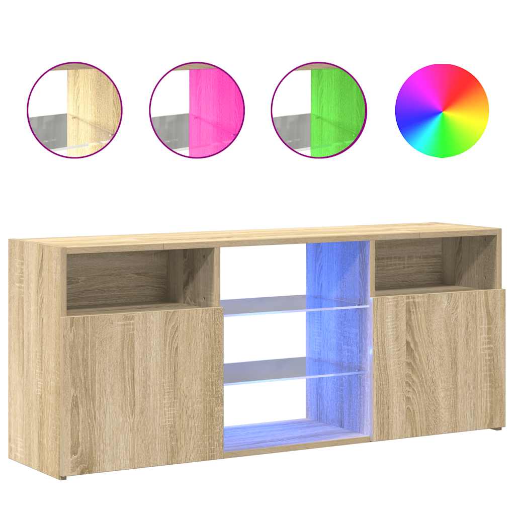 Meuble TV avec lumières LED Chêne Sonoma 120x30x50 cm