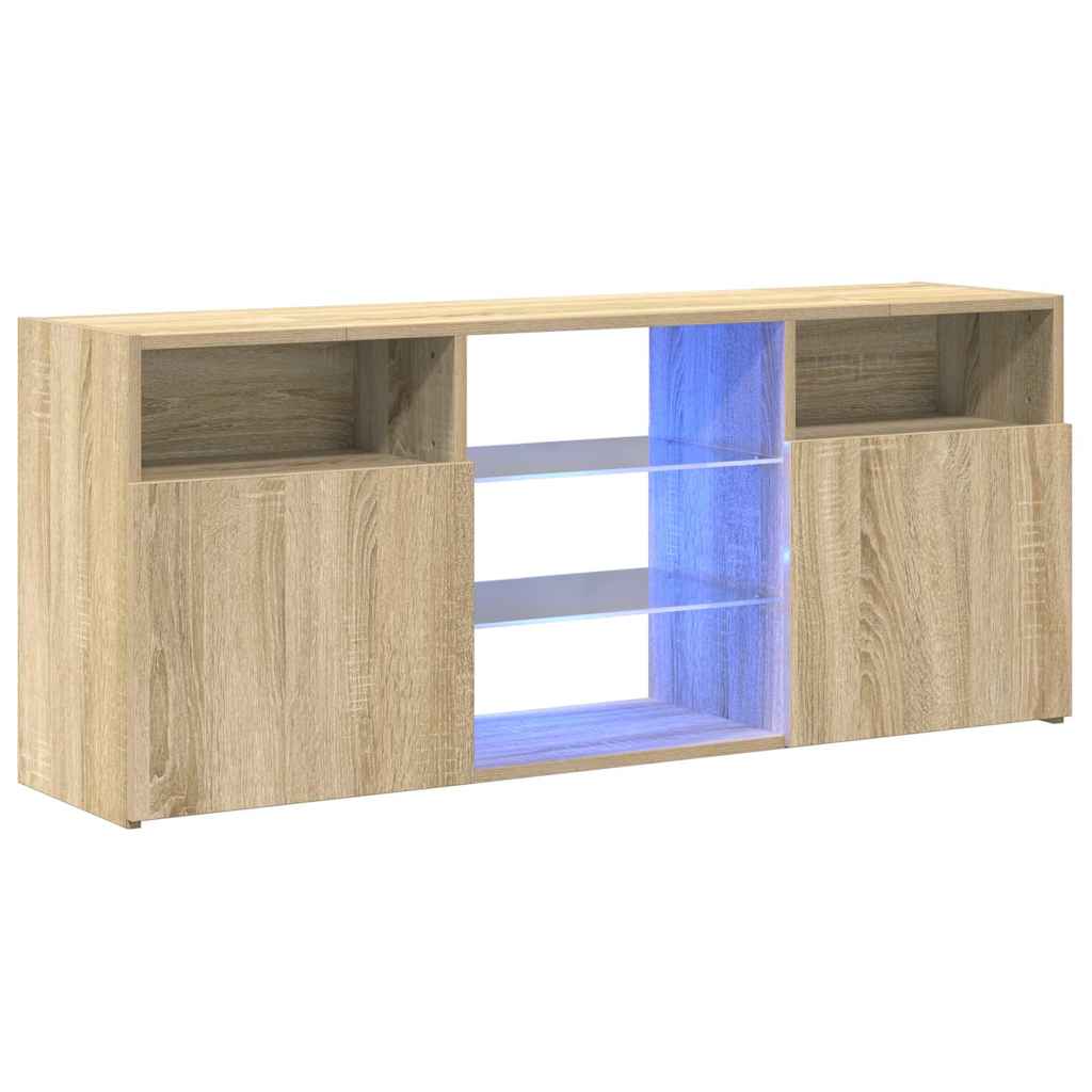 Meuble TV avec lumières LED Chêne Sonoma 120x30x50 cm