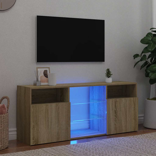 Meuble TV avec lumières LED Chêne Sonoma 120x30x50 cm