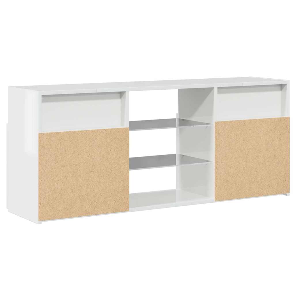TV-Schrank mit LED-Leuchten Hochglanz-Weiß 120x30x50 cm