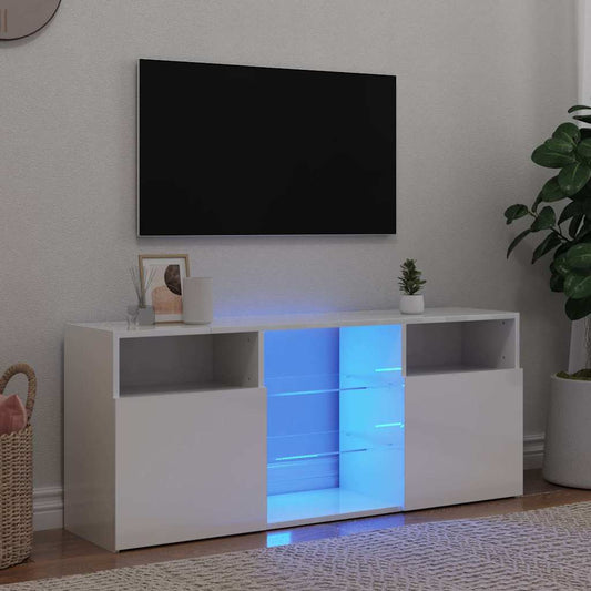 TV-Schrank mit LED-Leuchten Hochglanz-Weiß 120x30x50 cm