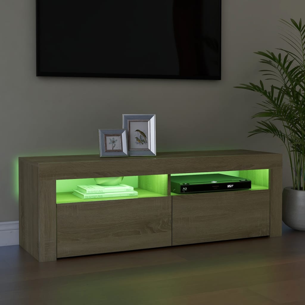 Meuble TV avec lumières LED Chêne Sonoma 120x35x40 cm