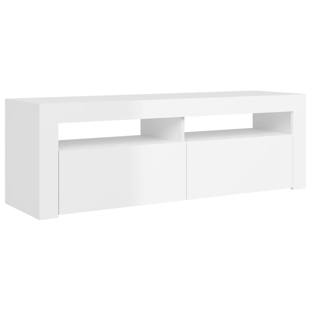TV cabinet with LED lights high-gloss white 120x35x40 cm