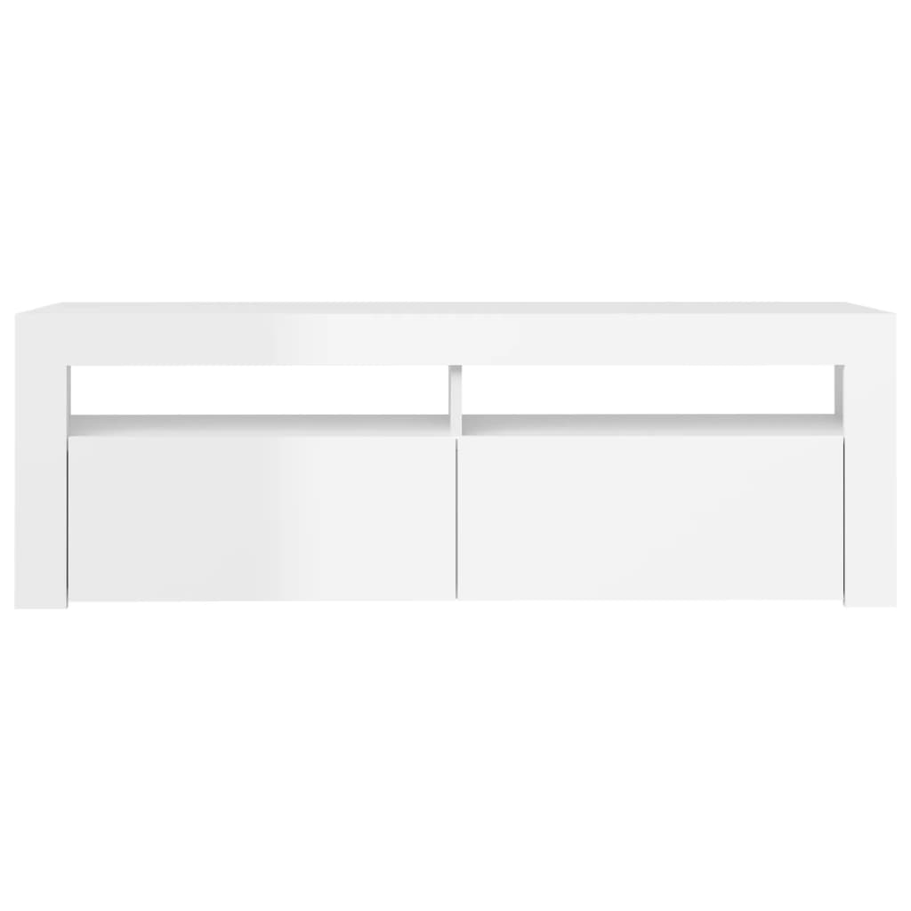 TV cabinet with LED lights high-gloss white 120x35x40 cm