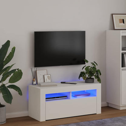 TV-Schrank mit LED-Leuchten Weiß 90x35x40 cm