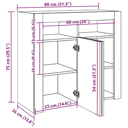 Sideboard mit LED-Leuchten Weiß 80x35x75 cm