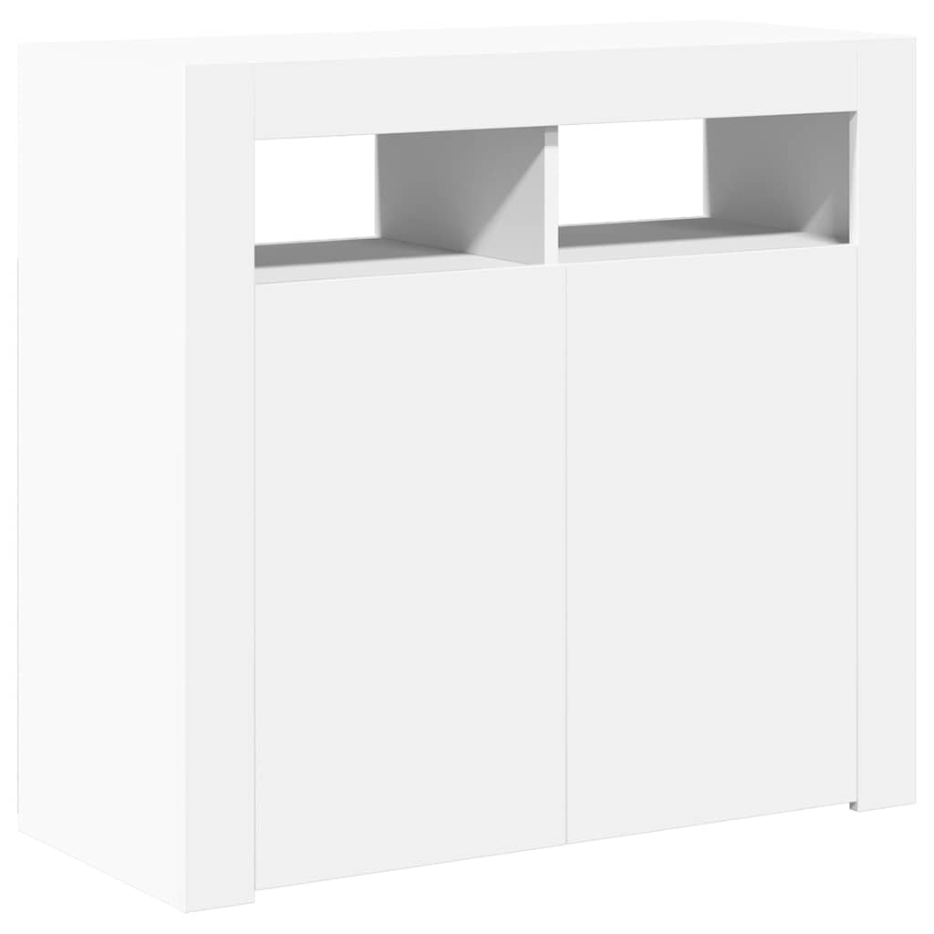 Sideboard mit LED-Leuchten Weiß 80x35x75 cm