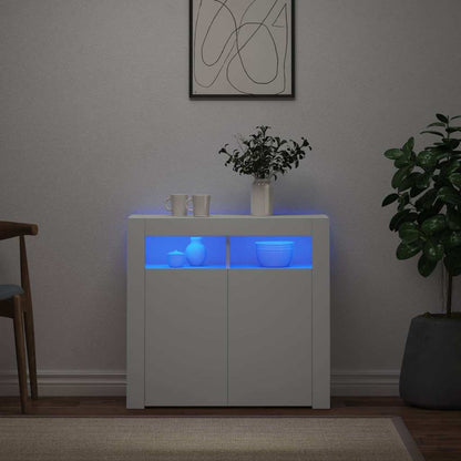 Sideboard mit LED-Leuchten Weiß 80x35x75 cm