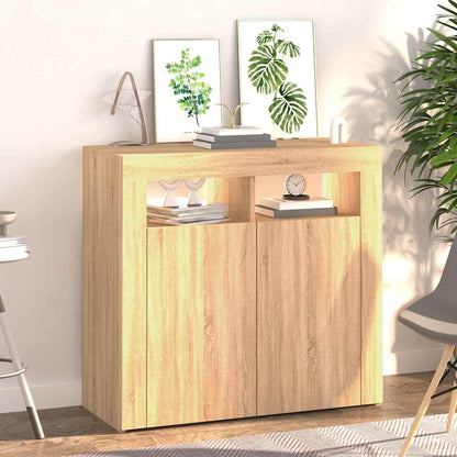 Sideboard mit LED-Leuchten Sonoma-Eiche 80x35x75 cm