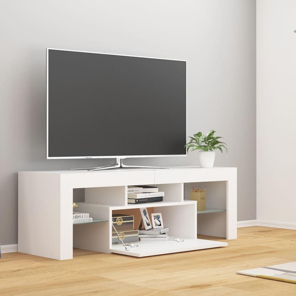 Meuble TV avec lumières LED blanc 120x35x40 cm