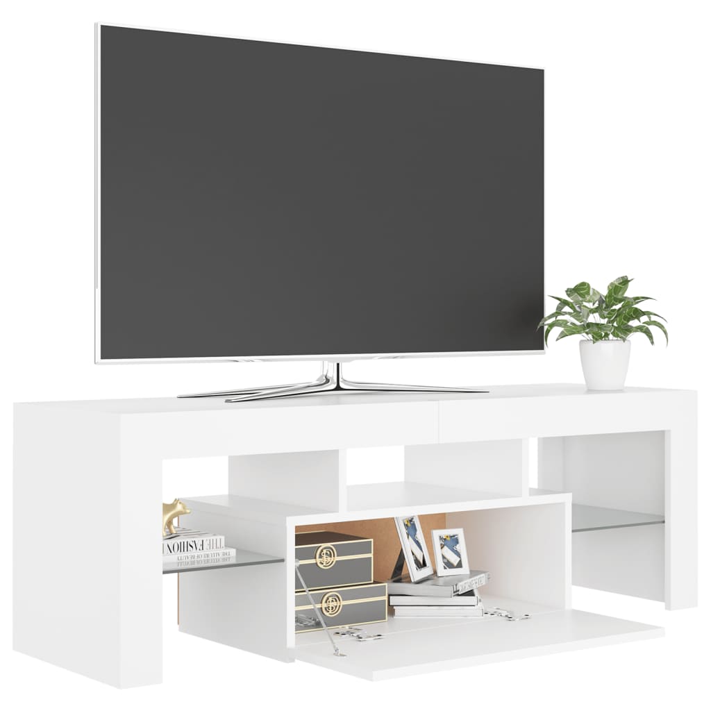 Meuble TV avec lumières LED blanc 120x35x40 cm