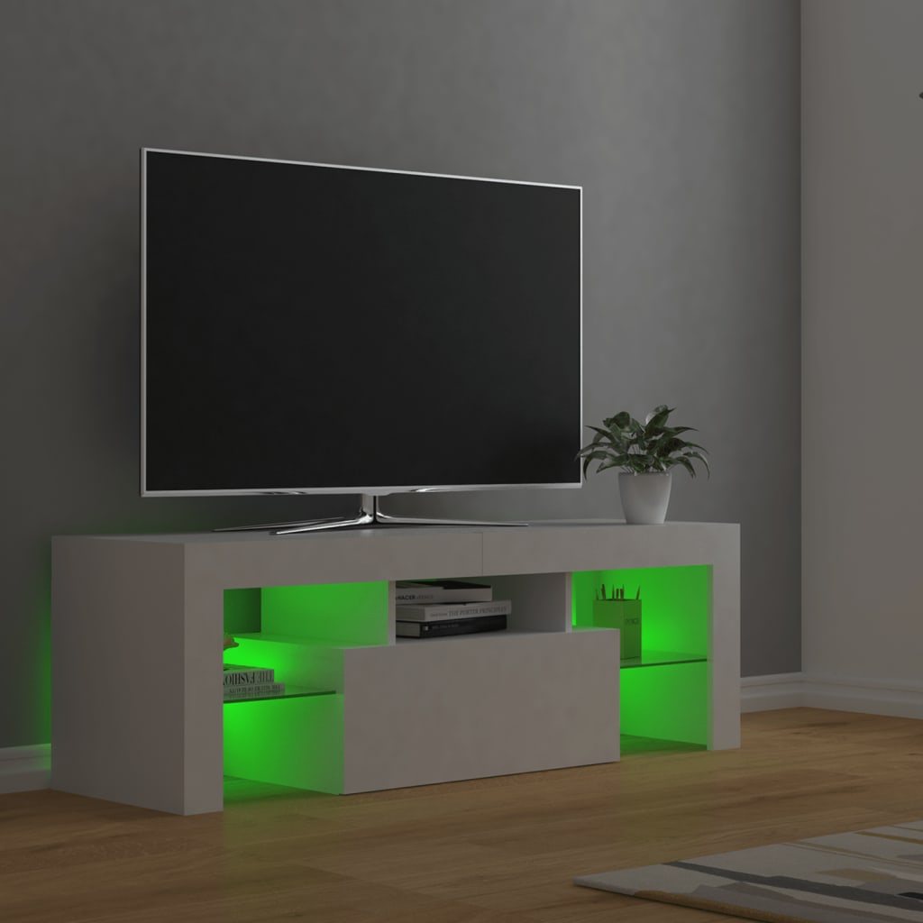 Meuble TV avec lumières LED blanc 120x35x40 cm