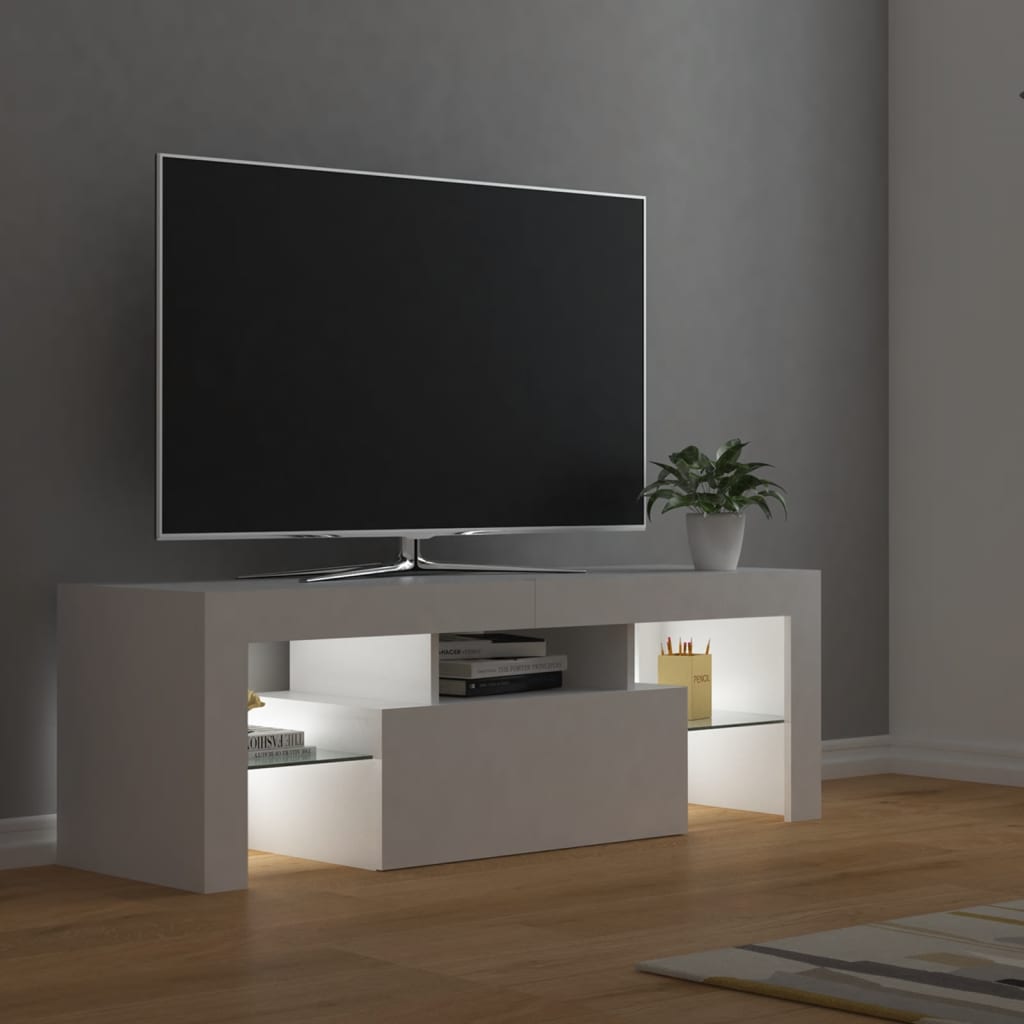 Meuble TV avec lumières LED blanc 120x35x40 cm