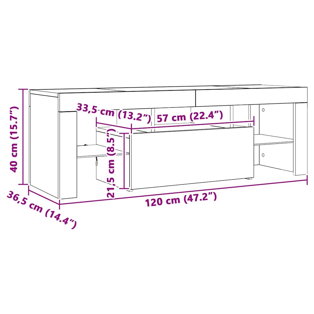 TV-Schrank mit LED-Leuchten Sonoma-Eiche 120x35x40 cm