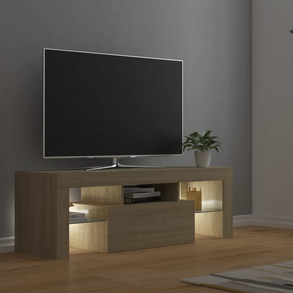 Meuble TV avec lumières LED Chêne Sonoma 120x35x40 cm