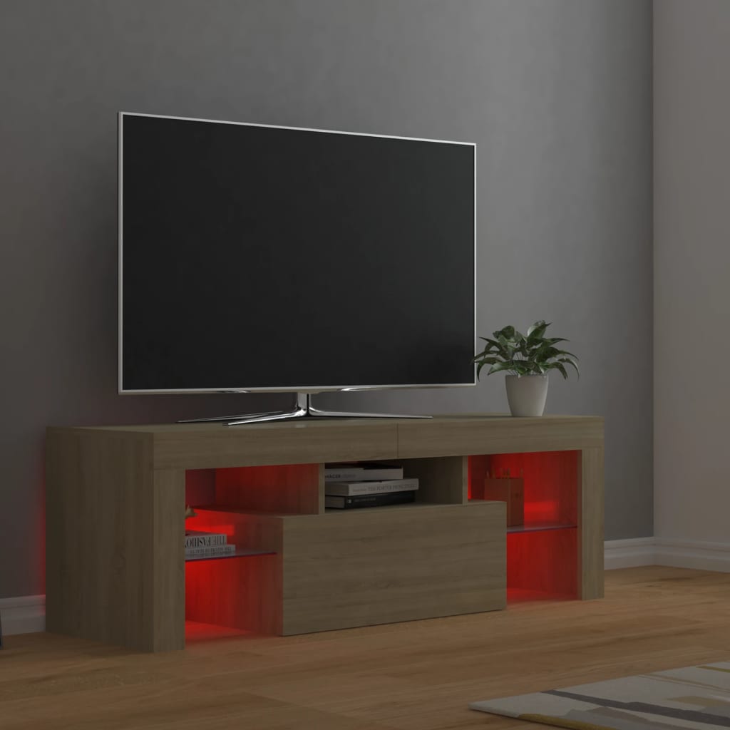 Meuble TV avec lumières LED Chêne Sonoma 120x35x40 cm
