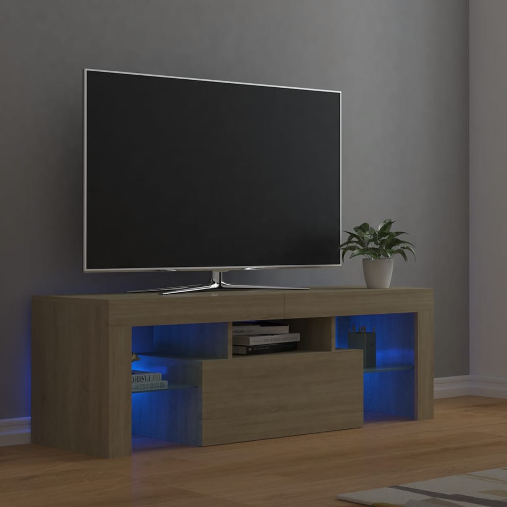 Meuble TV avec lumières LED Chêne Sonoma 120x35x40 cm