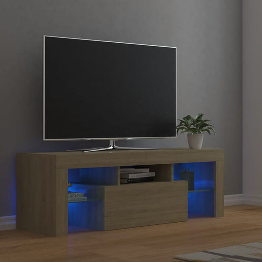 Meuble TV avec lumières LED Chêne Sonoma 120x35x40 cm