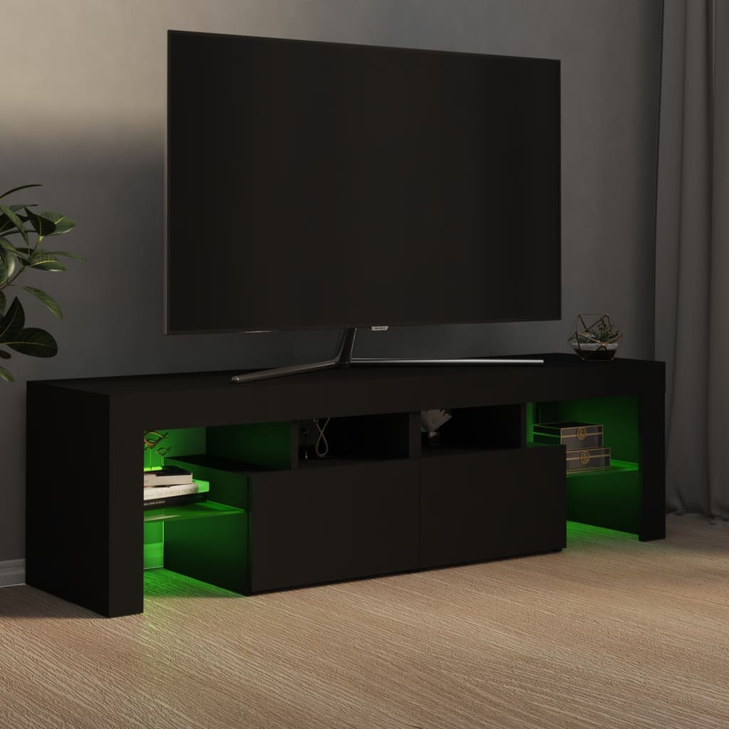 Meuble TV avec éclairage LED noir 140x36,5x40 cm